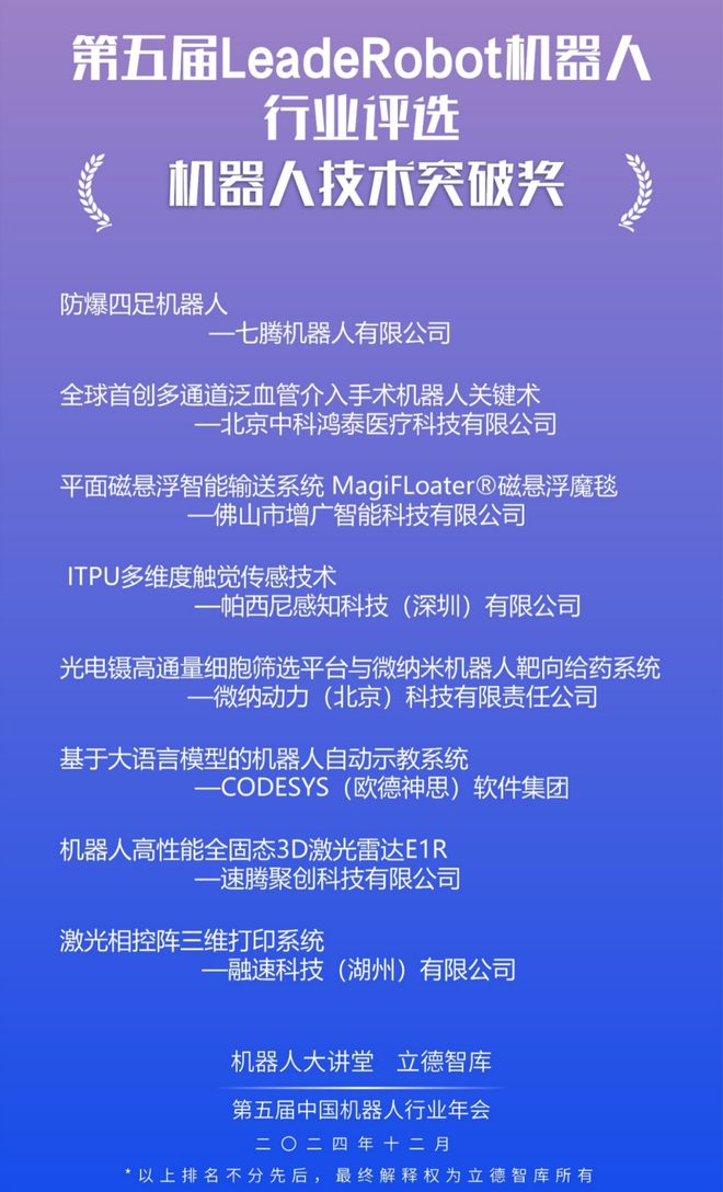 24大獎項3大榜單揭曉！2024LeadeRobot中國機器人行業頒獎典禮！(圖2)